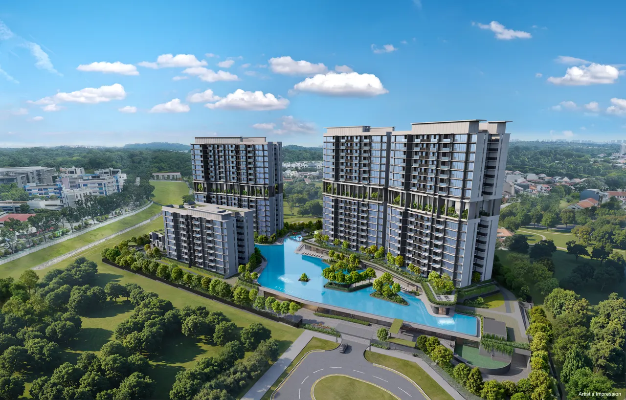 Lentor Gardens Residences aerial view within its surrounding neighbourhood